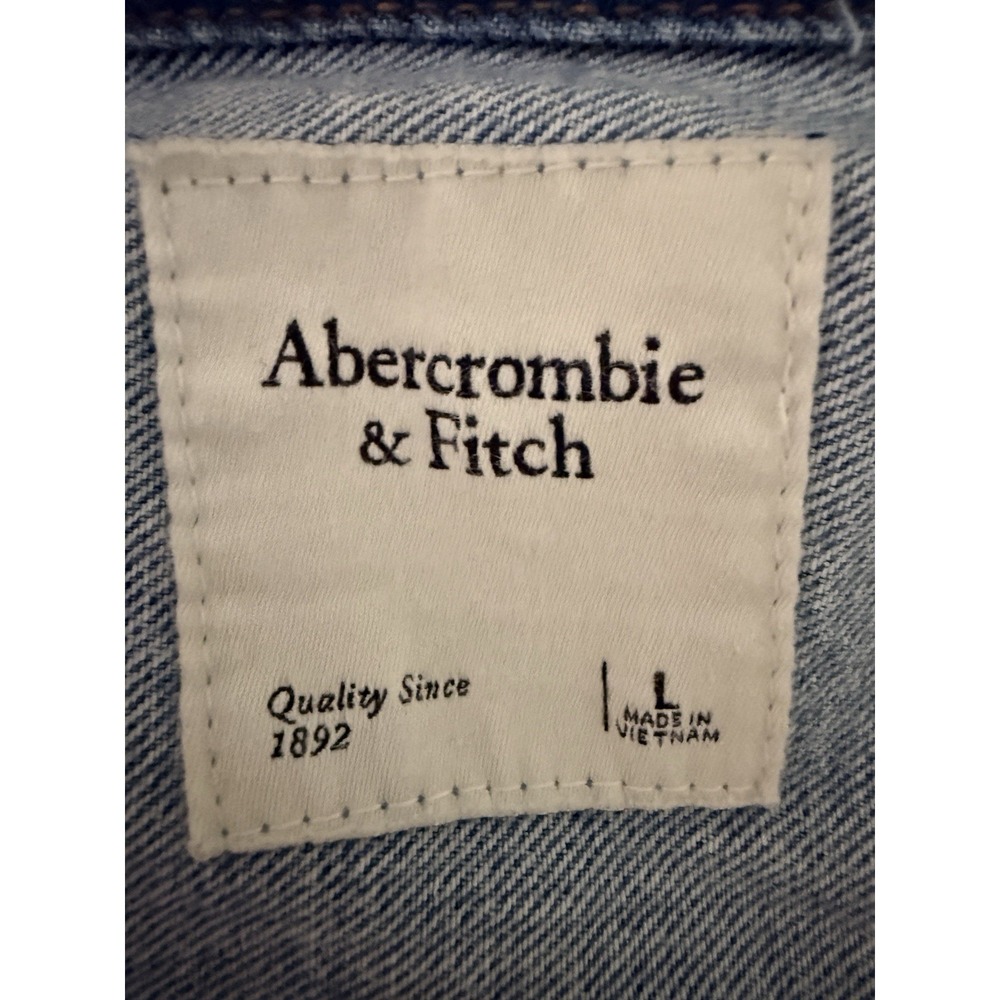 NWT Abercrombie & Fitch 90s Denim Jumpsuit L Relaxed Wide Leg Utility Coverall - Picture 10 of 10